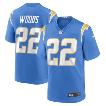 mens nike jt woods powder blue los angeles chargers game pl